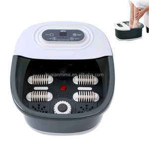 Bain de pieds chauffant électrique Mimir avec 4 rouleaux de massage, boîte à médicaments, bulles et lumière rouge pour pédicure et massage des pieds - Product Image 1