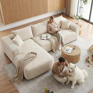 Sofá Seccional Modular Comprimido en Forma de L, Sofá Sin Estructura Tipo Nube de 3 Plazas Tapizado con Chaise Longue y Asiento Profundo para el Hogar - Product Image 2