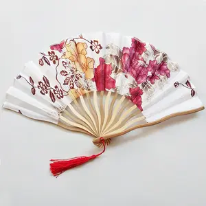 일본 팬 맞춤형 인쇄 새틴 패브릭 대나무 접는 손 팬 파우치 여성용