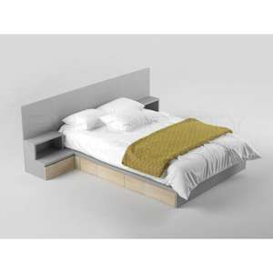 เฟอร์นิเจอร์ห้องนอนโรงแรม: เตียงคู่มาตรฐานเป็นมิตรกับสิ่งแวดล้อมเตียงไม้ที่สะดวกสบายและทนทาน - Product Image 1