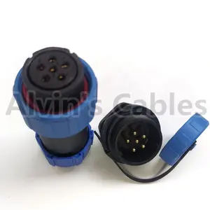 SP2110 SY2112 6 pin Cable Coupling Plastic Plug IP68 Waterproof Aviation female plug and male socket connector