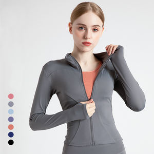 Chaquetas Deportivas de Yoga para Mujer, Manga Larga, Secado Rápido, con Cremallera, para Entrenamiento, Running, Fitness - Product Image 2