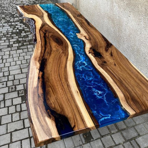 Nouveau mobilier commercial Table de rivière à manger en bois de noyer Salon Maison Cuisine Café Café Restaurant Dalle de résine époxy - Product Image 2