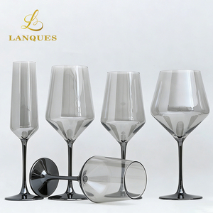 Verres à vin Lanques Ombre Grey Colorés pour <span class=keywords><strong>Champagne</strong></span>, Vin Rouge et Bordeaux – Idéaux pour la Maison, l'Hôtel et les Événements - Product Image 1