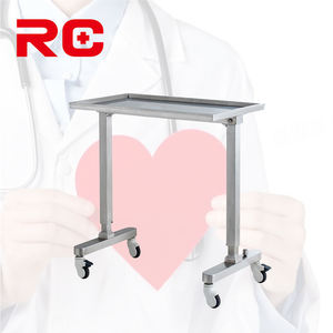 โต๊ะเครื่องมือผ่าตัดปรับระดับได้พร้อมขาตั้งสปริงแก๊สสแตนเลสแบบนิวเมติก ราคาโรงงาน หมุนได้ 360 องศาแบบเงียบ °   ล้อเลื่อน - Product Image 3