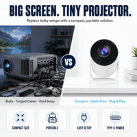 Mini projecteur LCD à courte focale 1080P LED portable 50 ANSI Lumens, rapport de contraste 800:1, rapport 0.6, 0.35, 2.4 mètres, idéal pour chambre à coucher