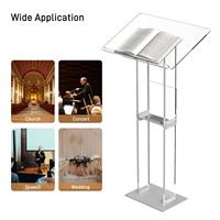 Atriles y podios modernos Atriles y púlpitos transparentes Soporte de podio acrílico Púlpitos para iglesias con estante de almacenamiento, base de metal
