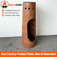 BeFun Crafts – Grande cheminée extérieure de 50 pouces en acier Corten pour brûler du bois, foyer de patio avec grille à bois – Fournisseur OEM ODM
