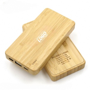 Eco-Friendly 100% Bamboo Wireless Power Bank 5000 MAh Portable Charger for Smartphones Devices for Promotional & Business Gifts