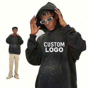 Sudadera con Capucha para Hombre, Personalizable con Logotipo, Estilo Vintage, Corte Holgado, 500 g/m², Felpa Francesa, Talla Grande, Sin Cordones, Lavado Ácido - Product Image 1