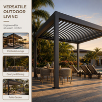 Pergola motorisée en aluminium avec toit à lames orientables imperméables pour jardin, terrasse, espace extérieur, bord de piscine de complexe hôtelier