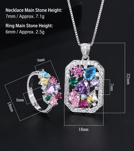 แหวนเพทายหลากสีสันแบบวินเทจ สร้อยคอพลอยสีสำหรับผู้หญิง จี้ดีไซน์เนอร์ - Product Image 3