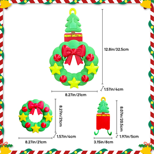Ghirlanda Natalizia Stampata in 3D, Ornamento Pendente con Fiocco e Stella, Decorazione per Albero di Natale, Regalo per Porta d'Ingresso e Parete - Product Image 2