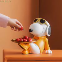Huisdecoratie Moderne Dieren Puppy Hond Hars Sculptuur Decoratie Hond Standbeeld Opslag Dienblad Fruit En Snoep Dozen Hars Handwerk