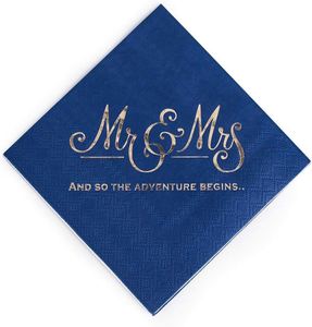 Serviettes de cocktail jetables modernes bleu marine pour mariage, OEM/ODM, vente directe usine, lot de 50, en vrac, 3 plis, en pâte de bois vierge imprimée, 5x5 pouces - Product Image 2