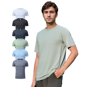 Sport Gym Training T <b>Shirts</b> <b>100</b>% <b>Polyester</b> Reflective Design Running Short Sleeve <b>Shirts</b> for Men - Product Image 1