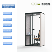 Cabine de réunion insonorisée pour bureau et hôtel - Conception modulaire légère avec verre trempé et ventilation à faible bruit