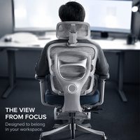 Chaise de bureau ergonomique AOR à dossier haut en maille avec repose-pieds gris, mousse à mémoire de forme, base en alliage d'aluminium robuste, pour le gaming, vente en gros usine