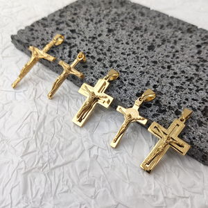 Haute Qualité Religion Crucifix Collier personnalisé 18K PVD Or En Acier Inoxydable Classique <span class=keywords><strong>Jésus</strong></span> <span class=keywords><strong>Croix</strong></span> <span class=keywords><strong>Pendentif</strong></span> pour Hommes Garçons MSPC011 - Product Image 2