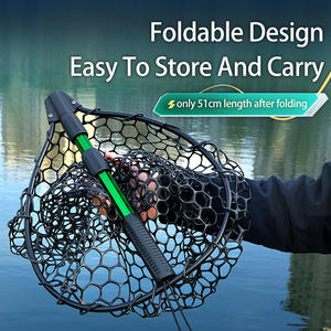 WEIHE 88cm <span class=keywords><strong>Épuisette</strong></span> pliable Filet en silicone Poignée en alliage <span class=keywords><strong>d</strong></span>'aluminium Tête ronde <span class=keywords><strong>Épuisette</strong></span> Outil de pêche - Product Image 6