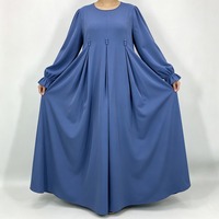 Robe Abaya Maxi de Luxe Islamique RO06 à Col Rond, Manches Longues avec Boutons, Poches Amples, Robe Maxi pour le Ramadan et le Quotidien