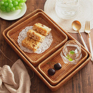 Autres produits Redondas Bandeja Mimbre Tejida Ratan Madera Hecha A Mano Servicio Correas Natural Para Uso - Product Image 2