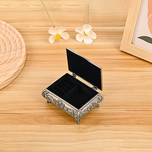 <b>Dropshipping</b> Shopify Vintage Lock Rose Carved Jewelry Storage Box Zinc Alloy Antique Tin High End Gift Case - Product Image 4