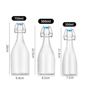 500ml 1L Boissons gazeuses rondes transparentes Bouteille de soda en verre à anneau de traction haute <span class=keywords><strong>pression</strong></span> à ouverture facile avec capuchon à couronne 750ml 1000ml - Product Image 2