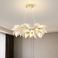 Lustre en céramique en gros pour salle à manger, villa, duplex, lampe décorative en forme de feuille et de branche d'arbre, suspension pour hôtel, bar, restaurant
