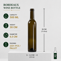 Bouteille de vin rouge de luxe vide, type Bordeaux/Bourgogne, 750 ml, avec bouchon à vis, personnalisable OEM/ODM avec logo