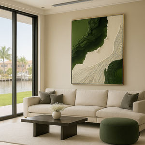 Arte de Pared Abstracto Hecho a Mano con Estilo Wabi Sabi, Decoración del Hogar, Acuarela Azul, Arte de Textura 3D Moderno - Product Image 1