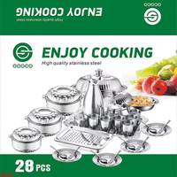 Service de Table Complet 28 Pièces en Acier Inoxydable pour la Restauration : Bols, Assiettes et Tasses