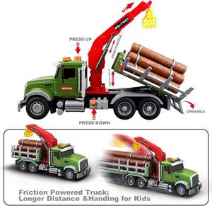 Grand camion forestier avec grue de chargement, 6 troncs, cadeau d'anniversaire pour garçon, tout-petit, wagon de transport de bois, jouet pour enfants, véhicule - Product Image 3