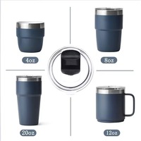 Vaso de Café Espresso Apilable de Acero Inoxidable de 8 oz, Tapa Magnética, Termo de Doble Pared para Alimentos, Botella de Agua, Vaso Apilable de 8 oz