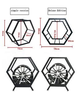 Tùy Chỉnh Showroom Cửa Hàng Kết Hợp Hình Lục Giác Rim Lưu Trữ Giá Chủ Sửa Đổi Cửa Hàng Xe Bánh Xe Trung Tâm Lốp Kim Loại Hiển Thị Đứng - Product Image 2