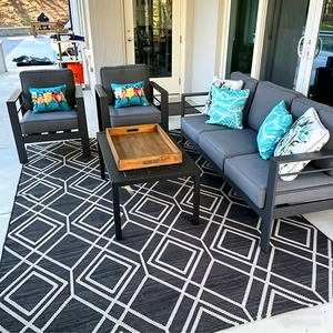 Fauteuils de jardin PRUNIA en métal, <span class=keywords><strong>2</strong></span> pièces, en aluminium résistant aux intempéries, style contemporain, avec coussins gris - Product Image 3