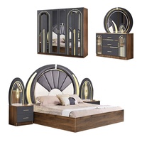 Ensemble de chambre à coucher de style turc, lit king size de luxe, chambre principale, cadre en bois, ensemble de meubles de chambre à coucher contemporains et modernes