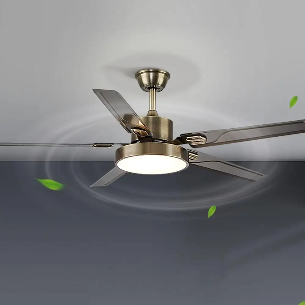 6 Speed Ceiling Fan Light Remote Big Ceiling Fan with Led Light 30Cm Lampshade Industrial Metal Silent Fan Light for Bedroom