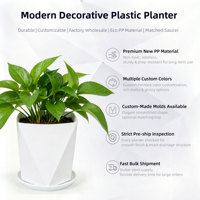 Pots de fleurs carrés en plastique avec trou de drainage, design minimaliste durable pour plantes d'intérieur et d'extérieur, options colorées, 3,97 L, arrosage