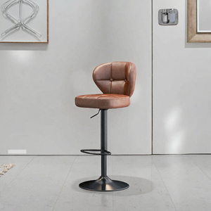 Modern Silver Leather Adjustable <b>Bar</b> <b>Stools</b> <b>Swivel</b> Rotating Backrest Water Resistant Metal Frame Eco-Friendly for Living Room - Product Image 3