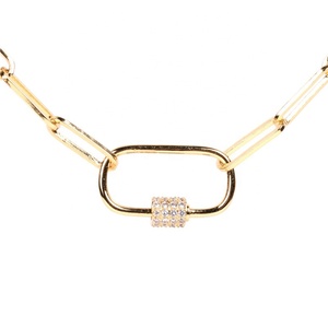 قلادة سلسلة ذهبية سميكة بقفل كارابينر، قلادة سلسلة مستطيلة بقفل - Product Image 6