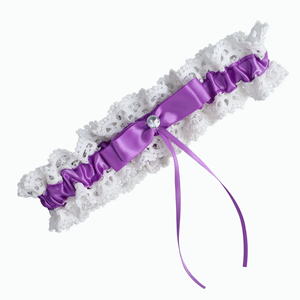 LOWOSAIWOR Jarretière de mariage pour mariée, en ruban de polyester élastique, avec strass, faite à la main - Product Image 6