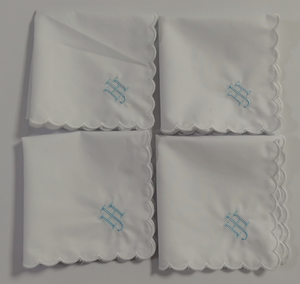 Pañuelos de dobladillo festoneado de lino 100% con monograma de <span class=keywords><strong>bordado</strong></span> <span class=keywords><strong>personalizado</strong></span> para boda - Product Image 4