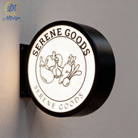 Enseigne publicitaire ronde, boîte lumineuse LED, cadre en acier inoxydable, panneau lumineux LED en métal, extérieur, pour magasin, enseigne murale, décoration