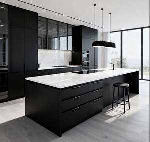 Juego de Muebles de Cocina Modernos con Iluminación LED, Diseño Personalizado con Puerta de Vidrio y Almacenamiento para Sala de Estar y Cocina - Product Image 1