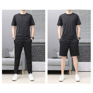 Costume décontracté à manches courtes pour homme avec logo personnalisé, motif 'Adding fertilizer to increase the size of ice', coupe ample, ensemble deux pièces - Product Image 5