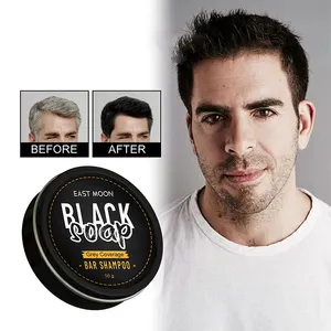 East Moon hair beard eyebrow black soap dredging repairing follicles nourishing roots strengthening grey coverage bar shampoo