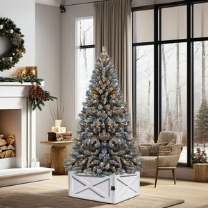 Boîte de base de support d'arbre de Noël en bois décoratif moderne Youlike 6 pieds <span class=keywords><strong>Jupe</strong></span> à col blanc robuste avec accessoires artisanaux - Product Image 2