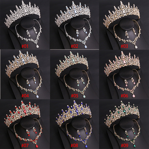 Corona sposa <span class=keywords><strong>tre</strong></span> set corona nuziale copricapo collana orecchini moda di alta qualità per festa di temperamento accessori per banchetti - Product Image 5