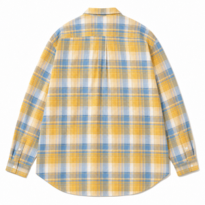 Chemises en flanelle personnalisées OEM/ODM pour hommes, <span class=keywords><strong>jaune</strong></span> et bleu, chemise à carreaux pour hommes, coton brossé, manches longues, <span class=keywords><strong>surchemise</strong></span> décontractée, logo personnalisé - Product Image 3